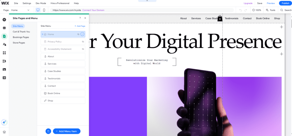 Wix pages