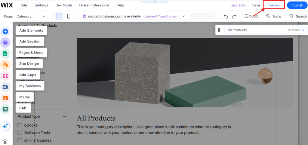Wix preview